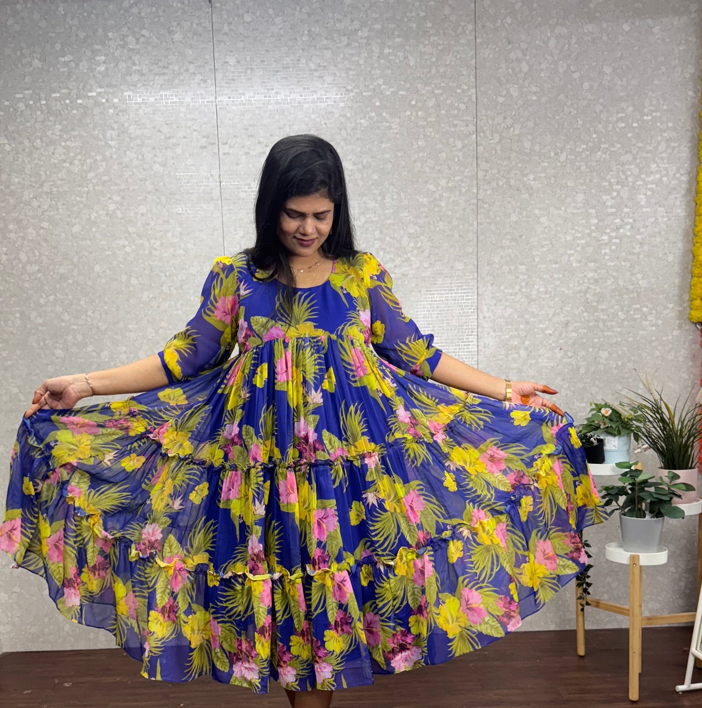 Chiffon frilled frock-SR1023B