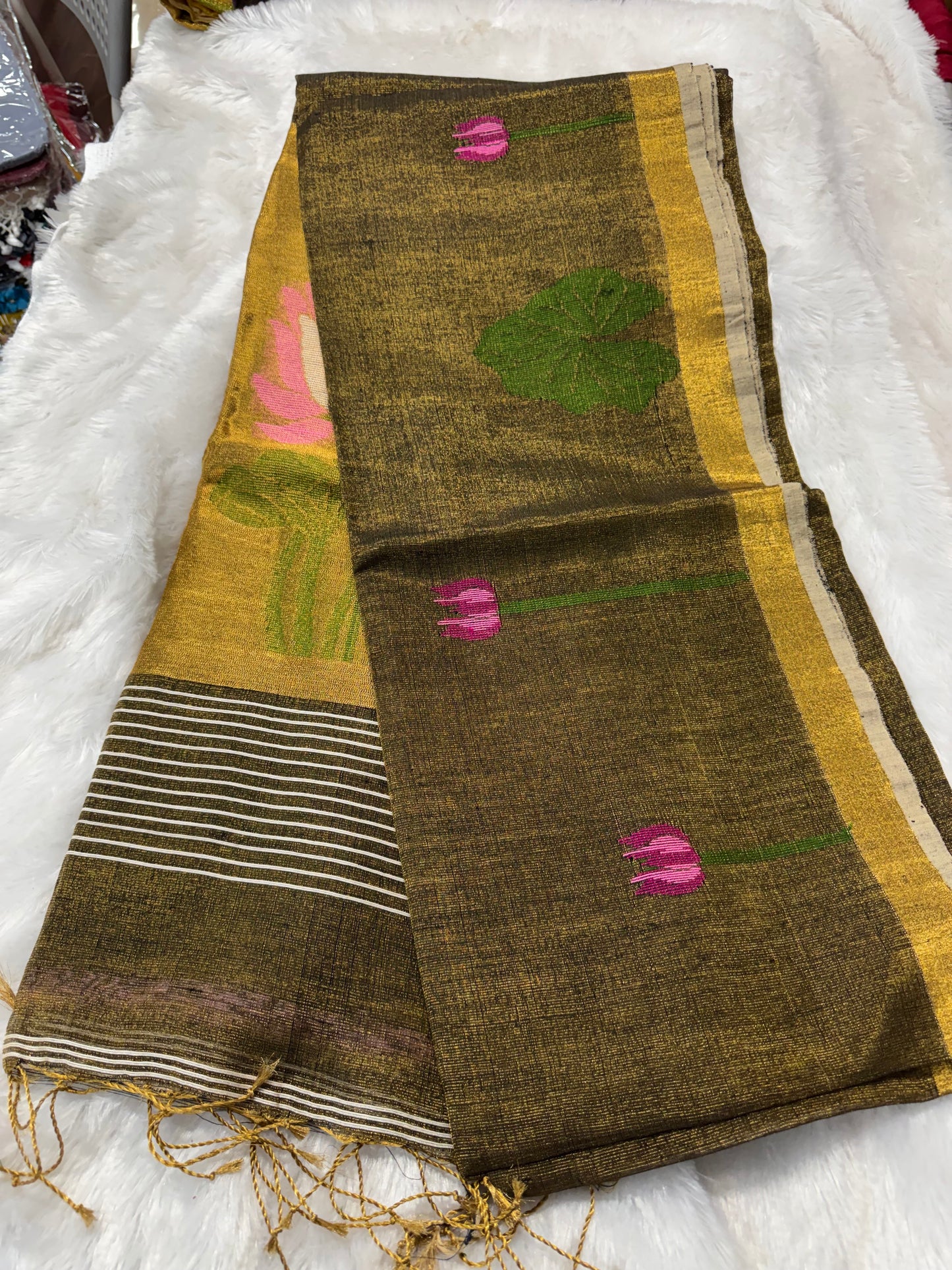 Linen tissue saree-SR1215C
