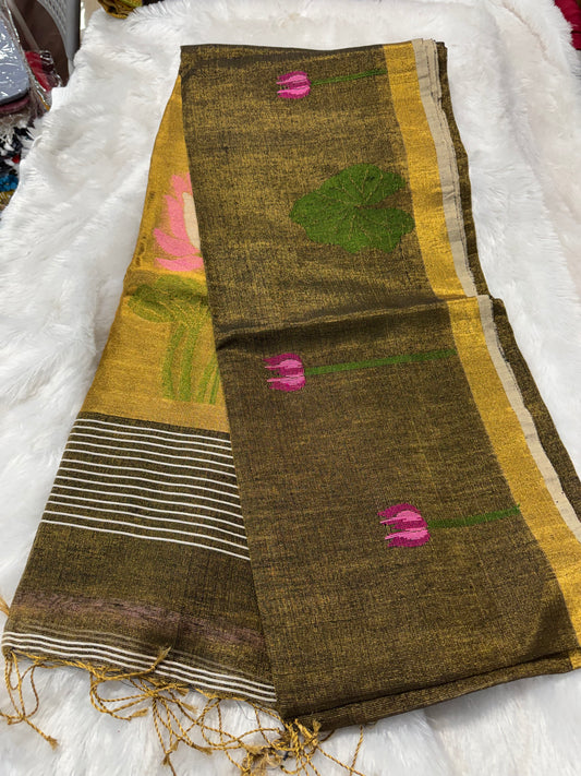 Linen tissue saree-SR1215C