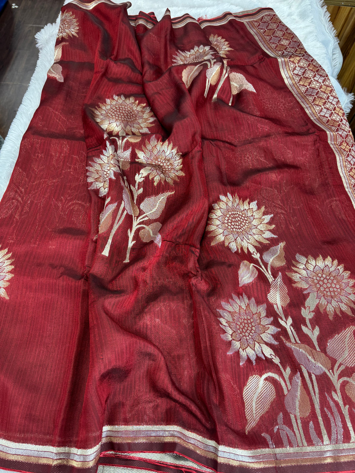 Handloom Tassar Georget saree-SR1314