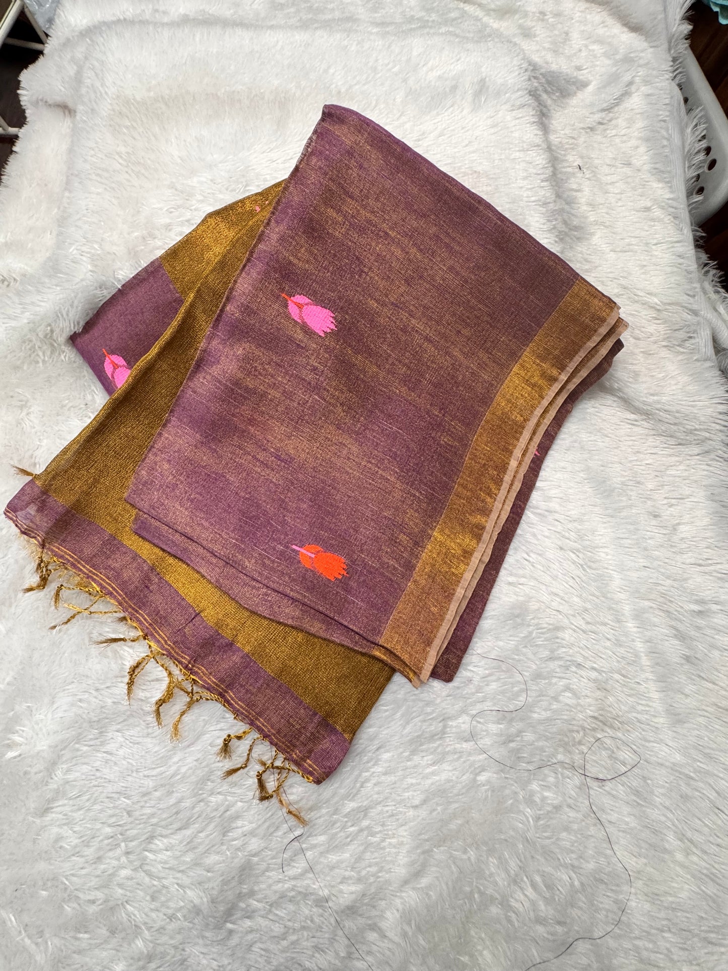 Linen tissue Jamdhani Saree-SR1271M