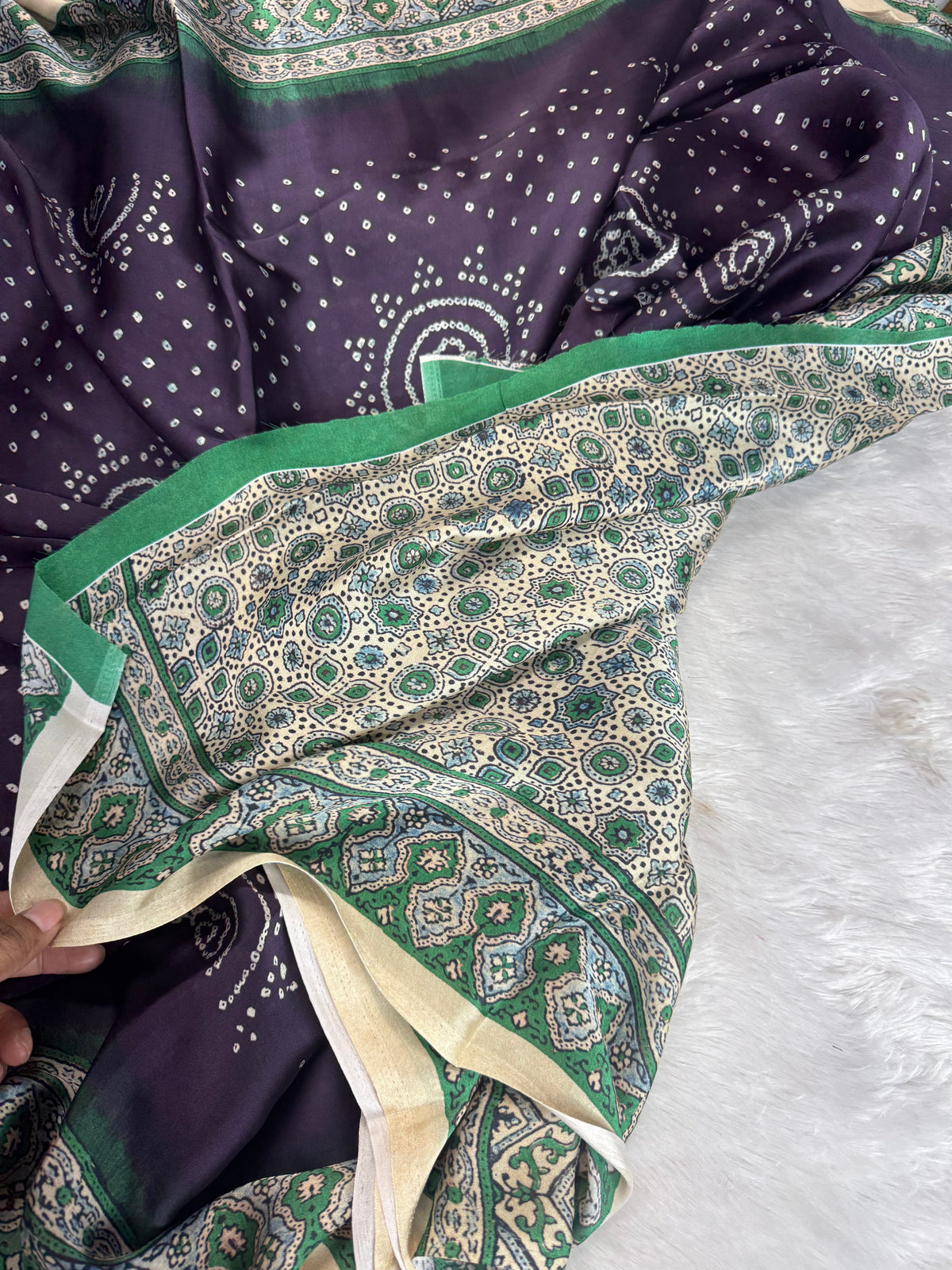Mulberry silk ajrakh saree-SR1309E