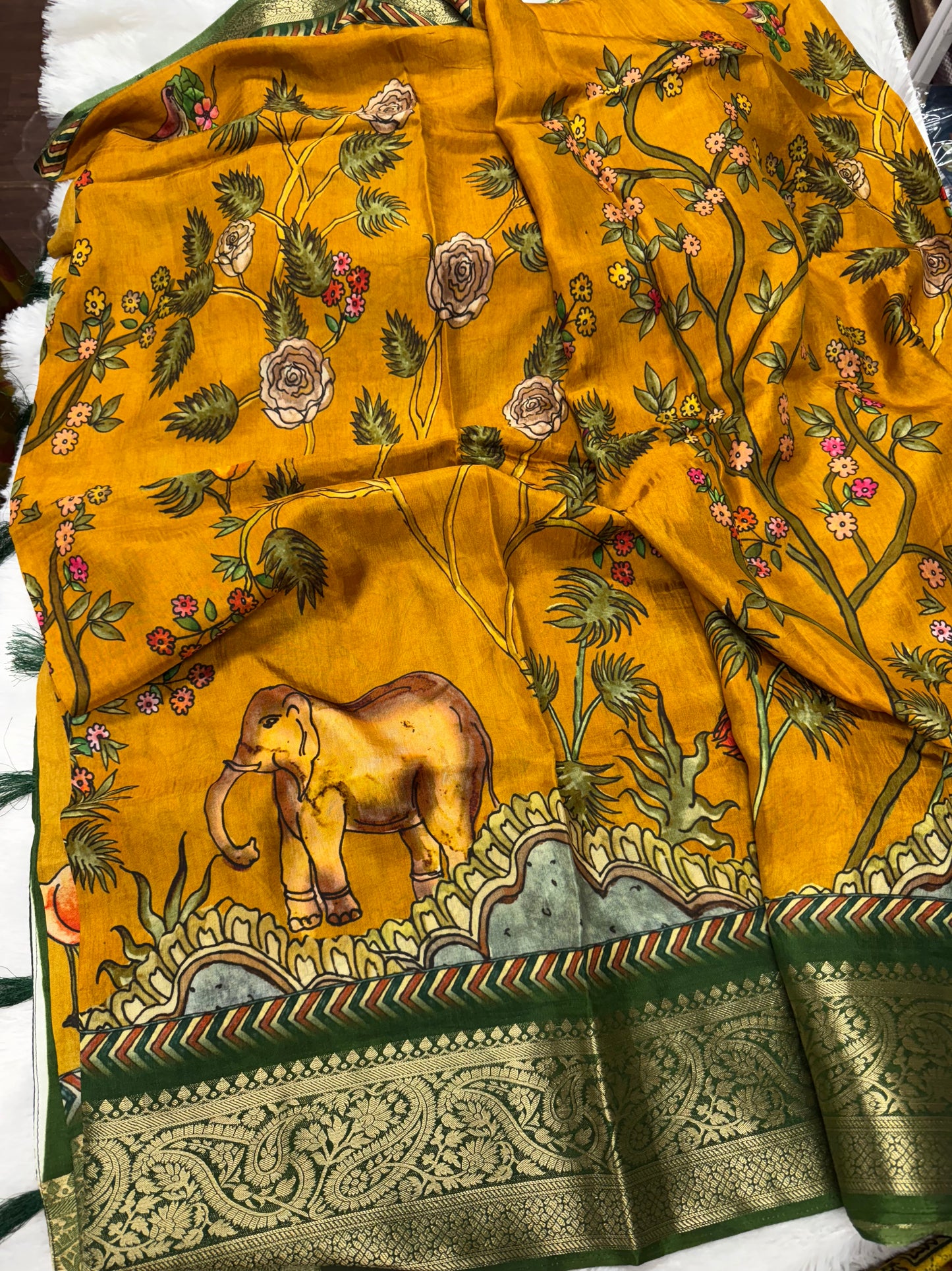 Kanchi crepe silk Kalamkari saree-SR1166D
