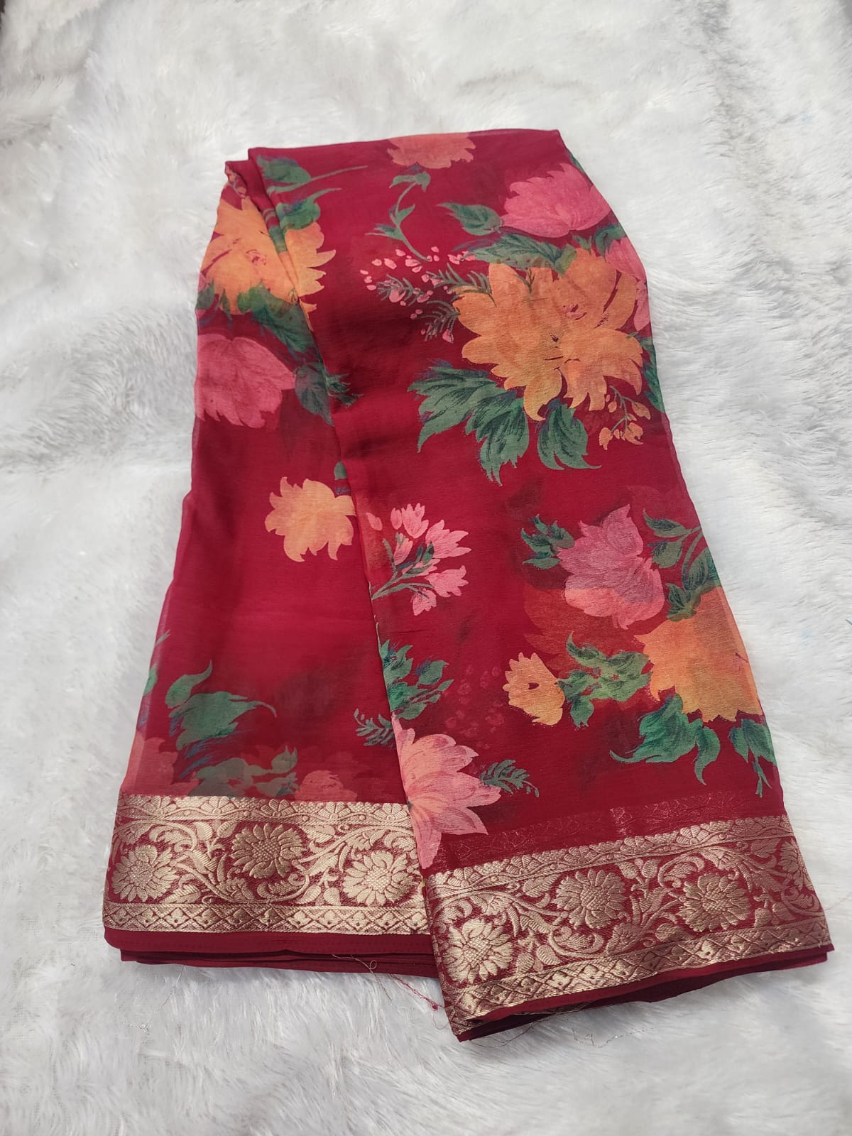 Soft chinnon digital print saree-SR1304F