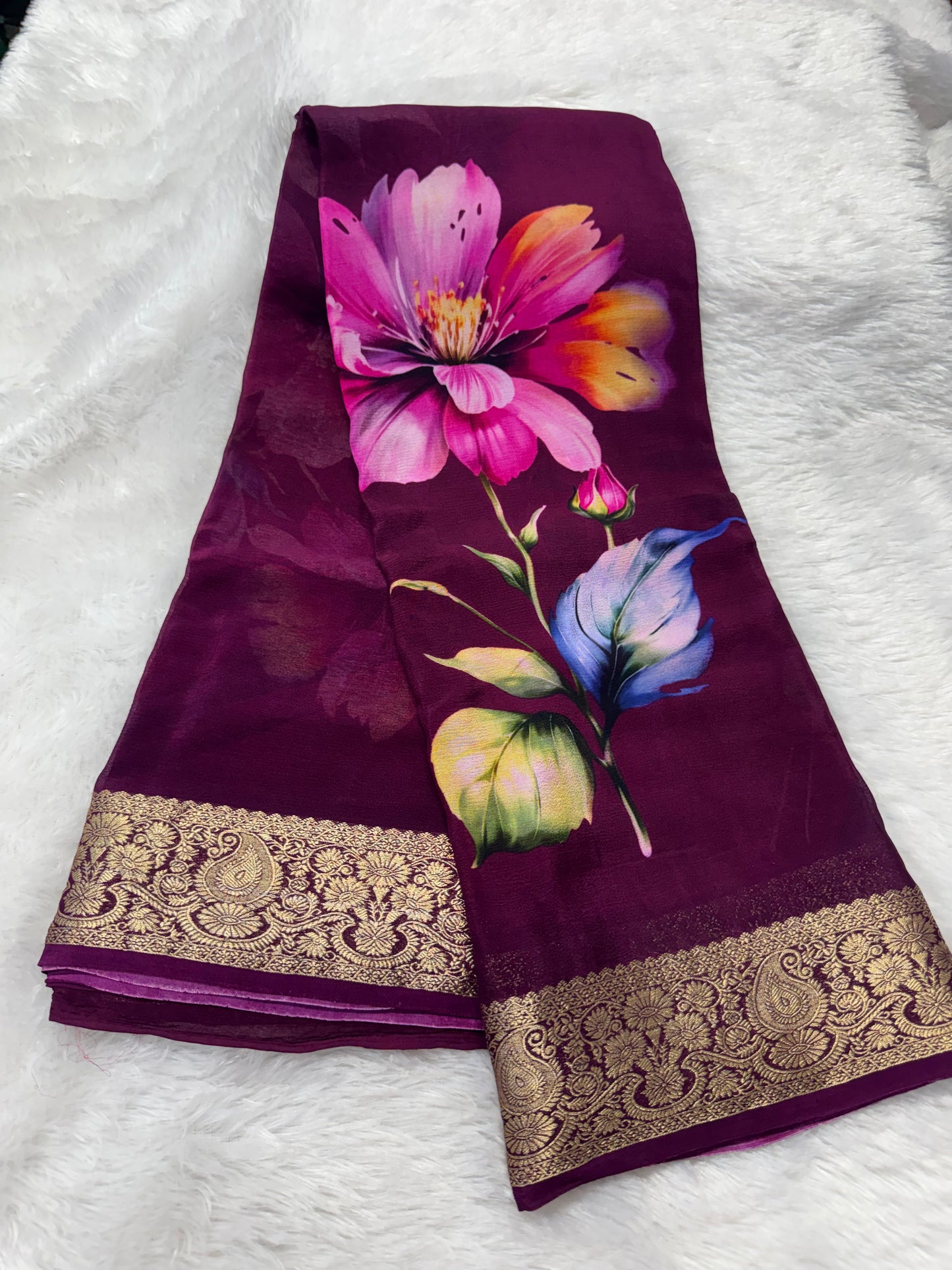 Pure chinnon digital print saree-SR1210A