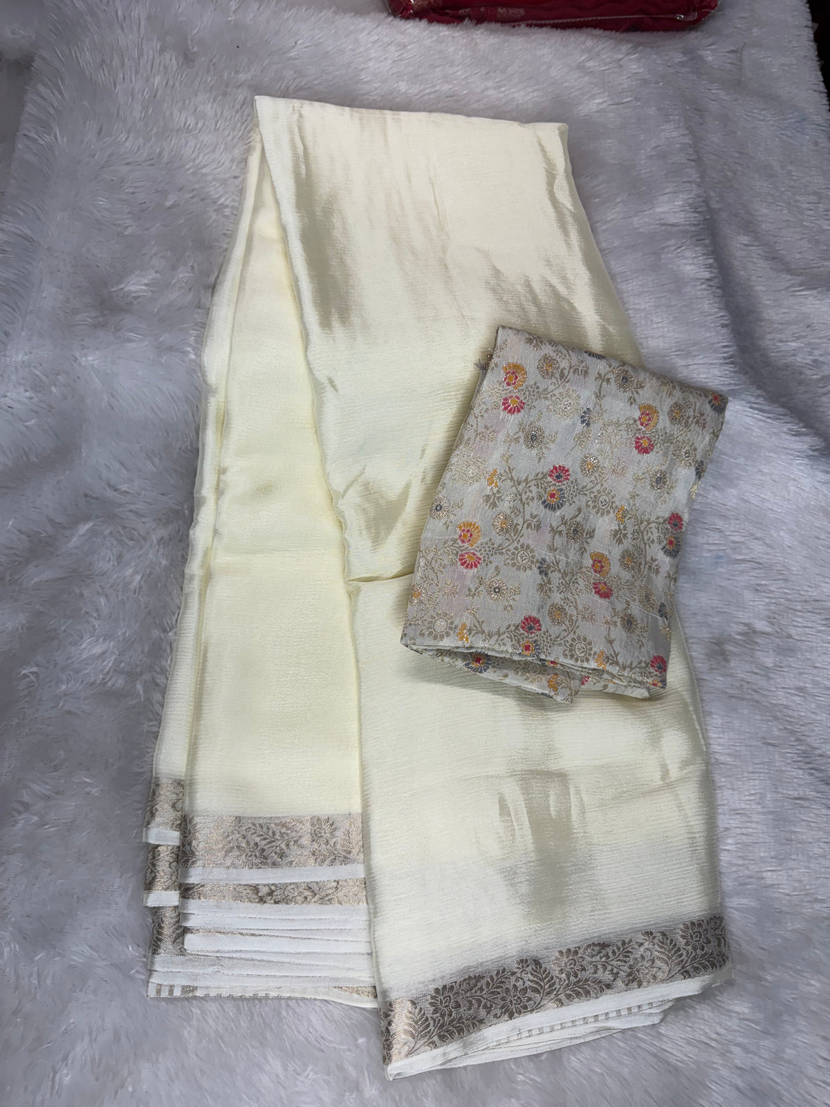 Pure chinnon saree Meena blouse -SR1306D