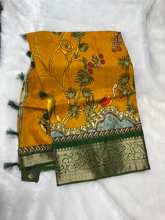 Kanchi crepe silk Kalamkari saree-SR1166D