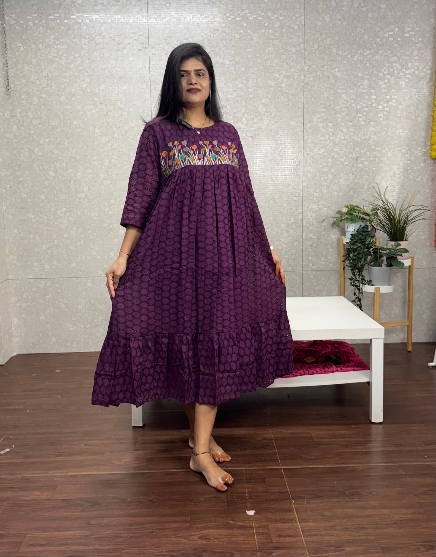 Hakoba Embroidery Frocks-SRF2005E
