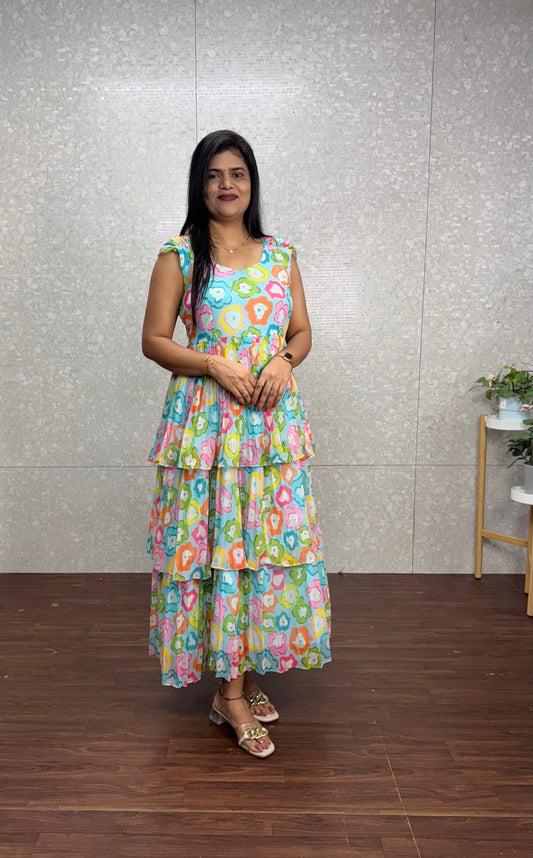 Chiffon doodles Frock-SRF1026A