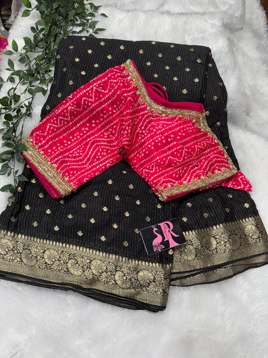 Pure Chinnon fancy saree-SR1110A