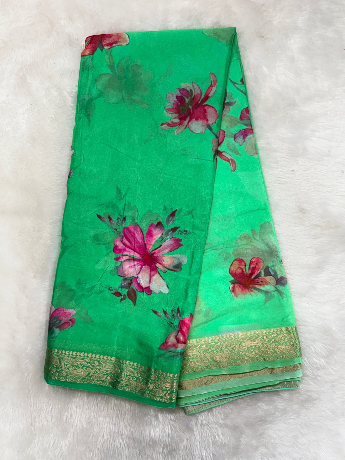 Soft chinnon digital print saree-SR1226B