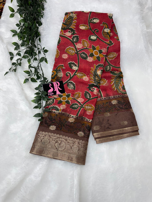 Jute Georget Kalamkari saree-SR1036D