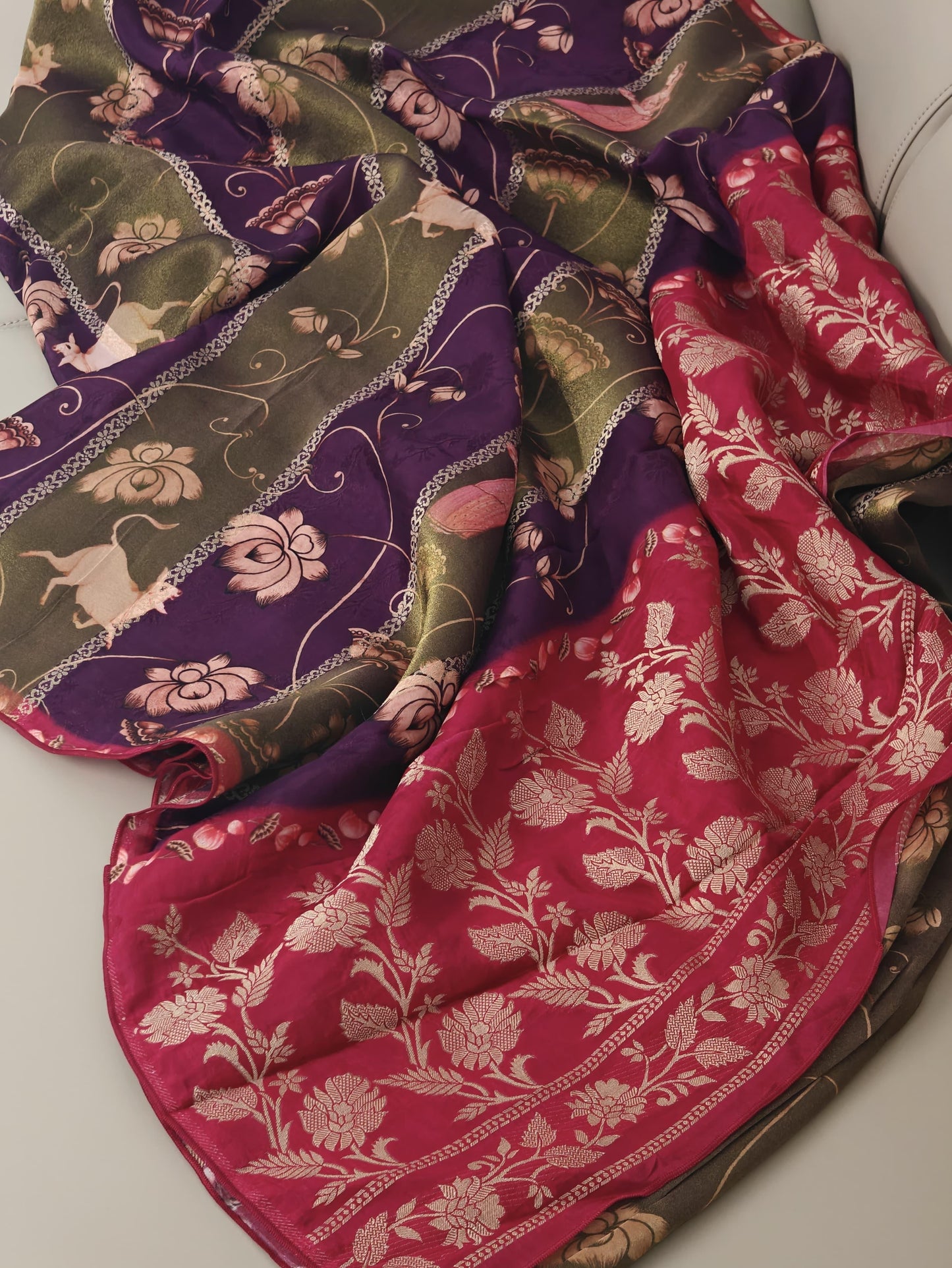 Tissue silk Kalamkari saree-SR1037