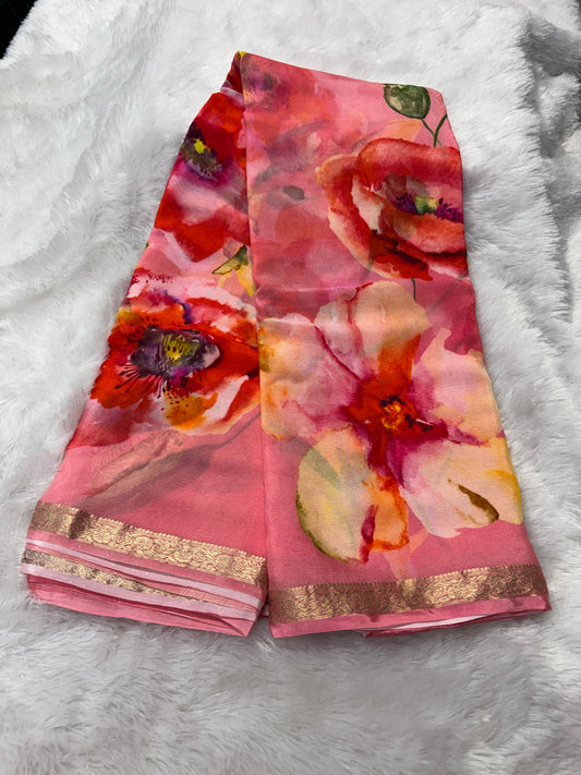 Pure chinnon digital print saree-SR1211H