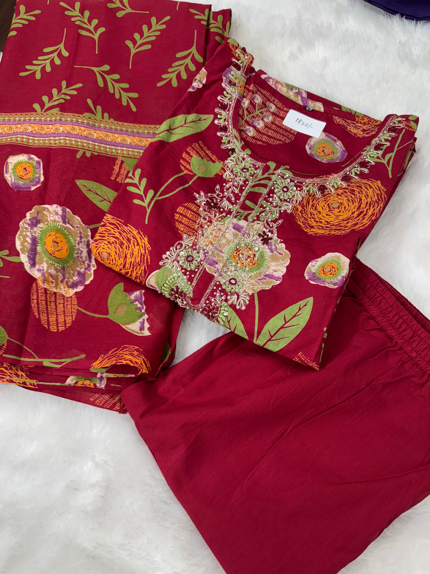Jaipur cotton embroidery suit-SRSP013C