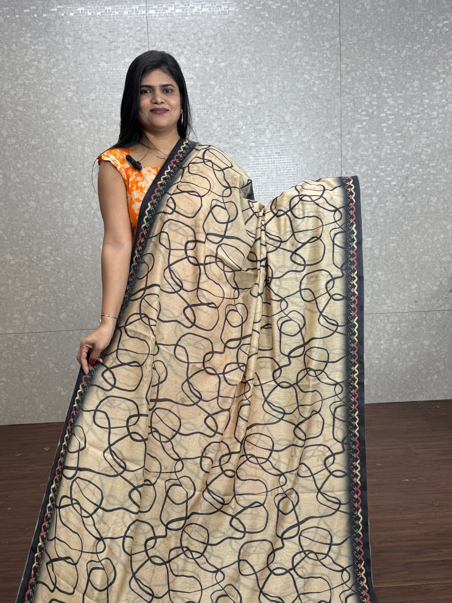 Chanderi work saree