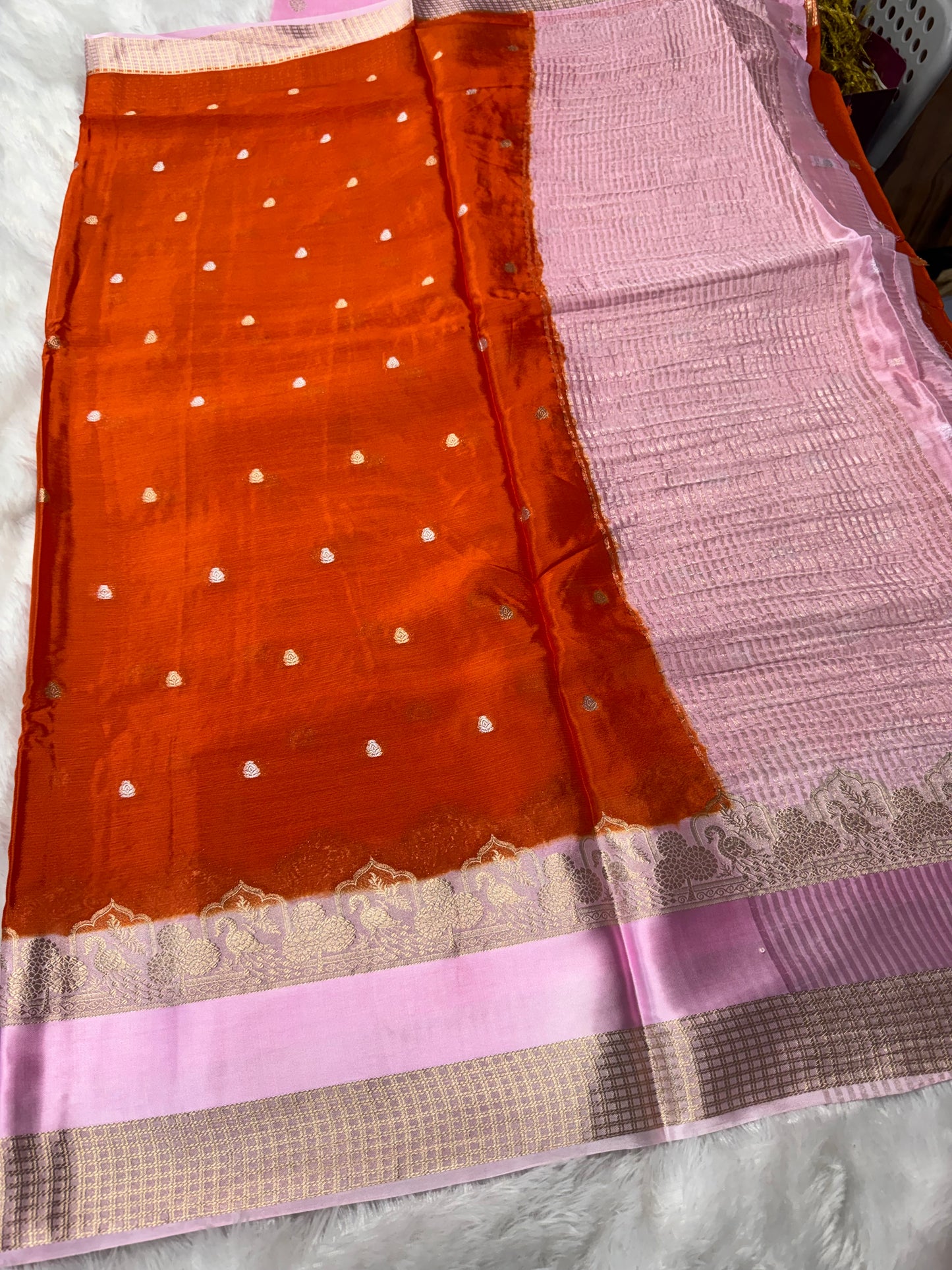Pure chinnon silk vintage saree-SR1197