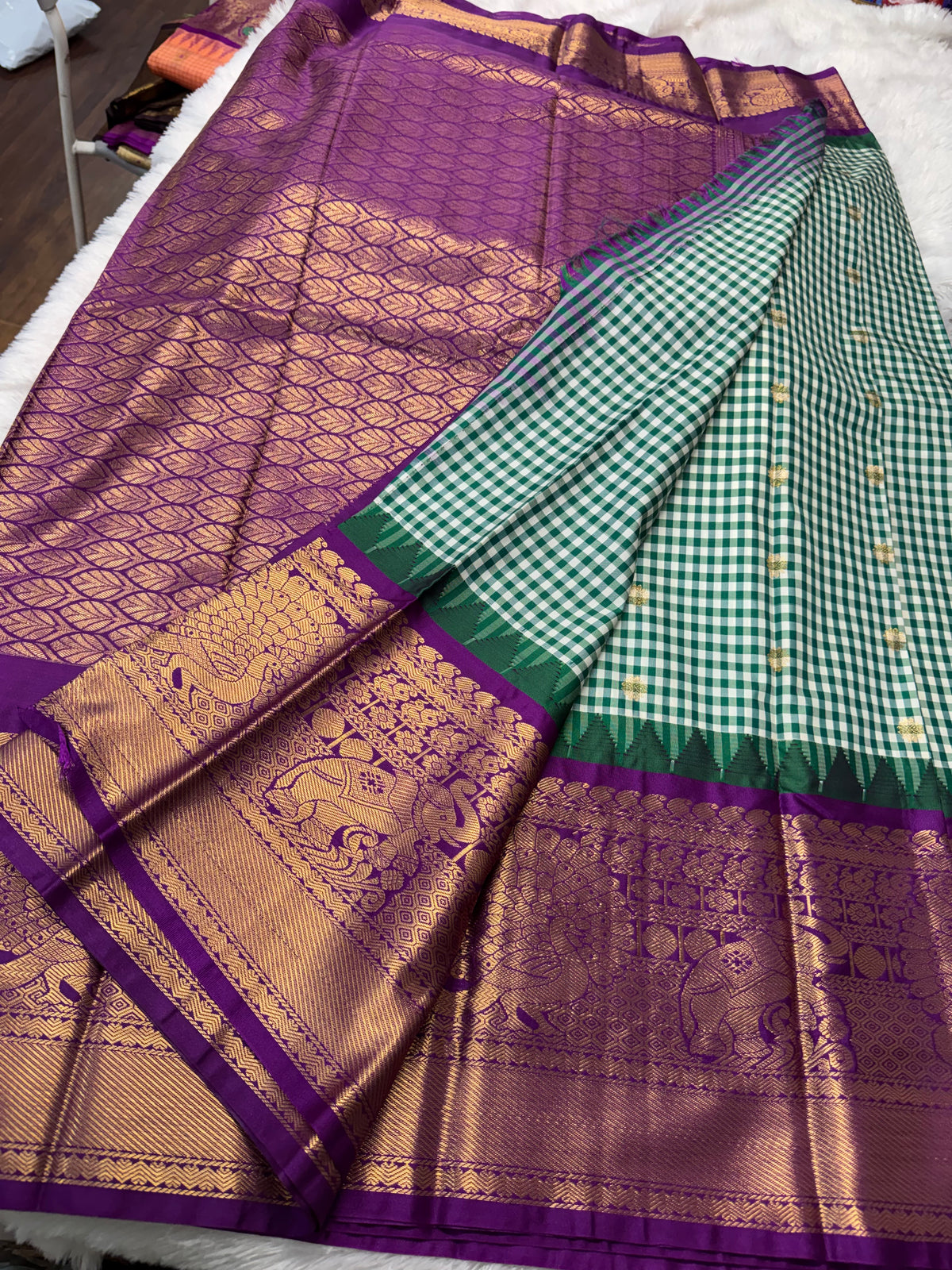 Soft Gadwal madras checks sarees-SR1329B