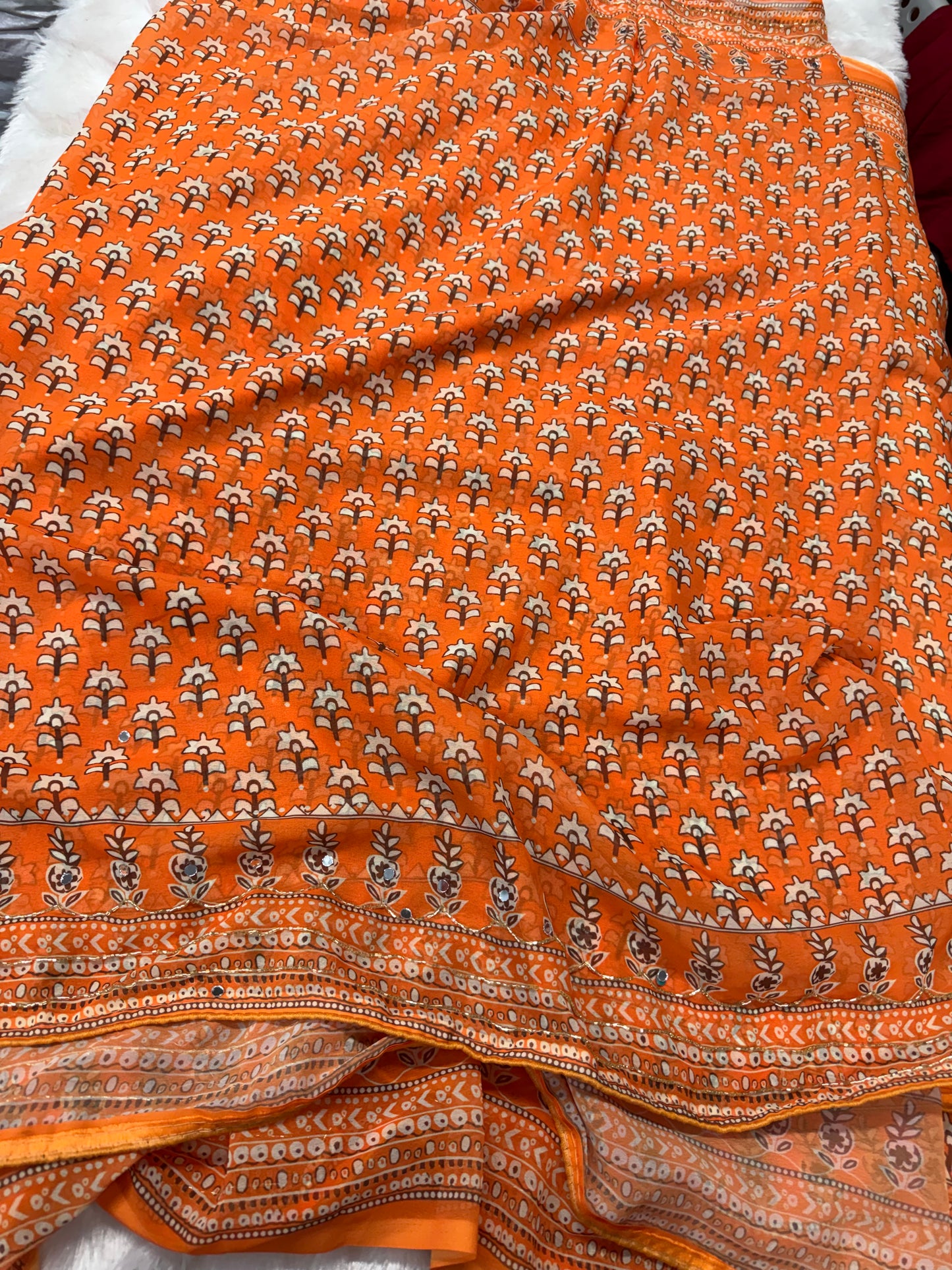 Georget mirror work saree-SR1214E