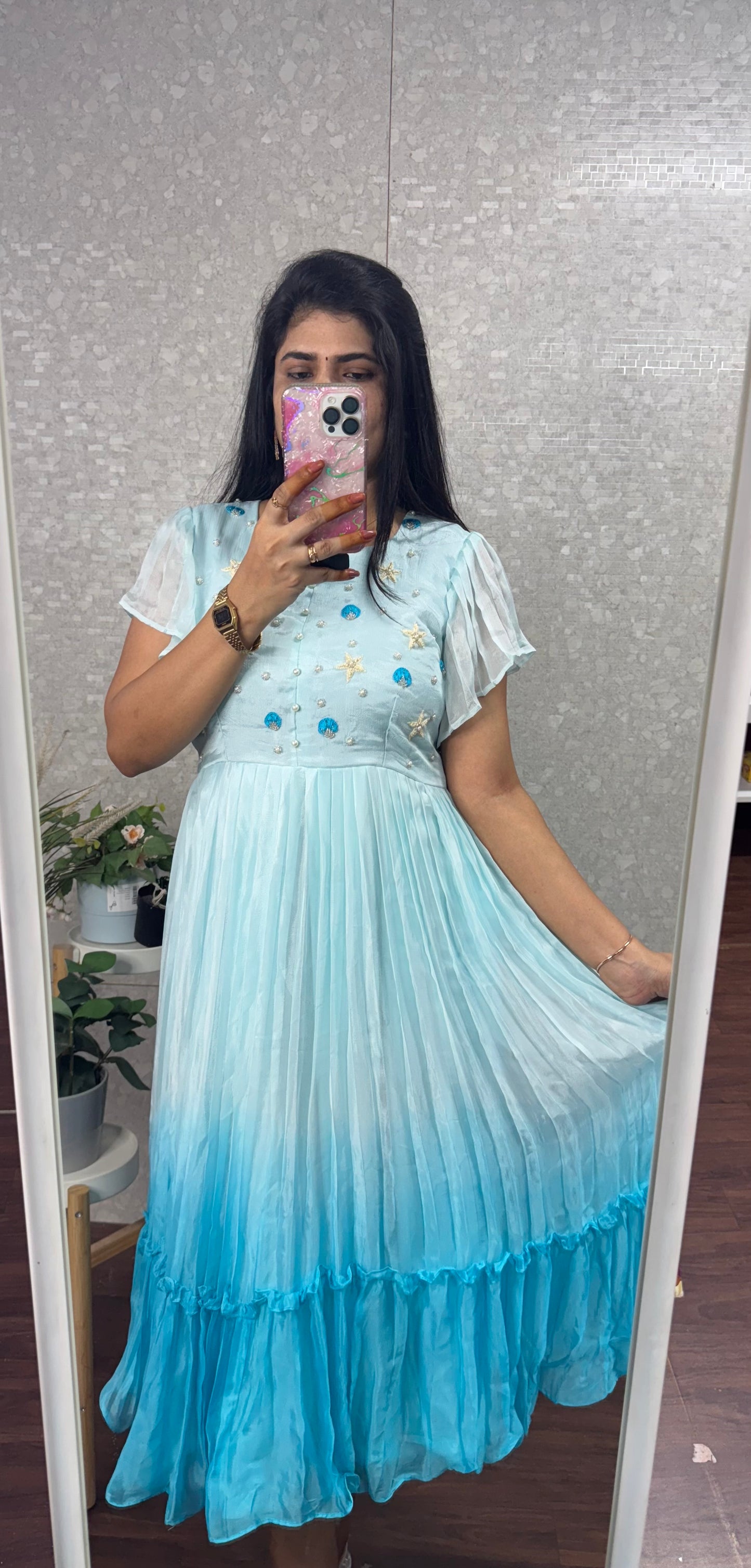 Chiffon ombré frocks-SRF1005C