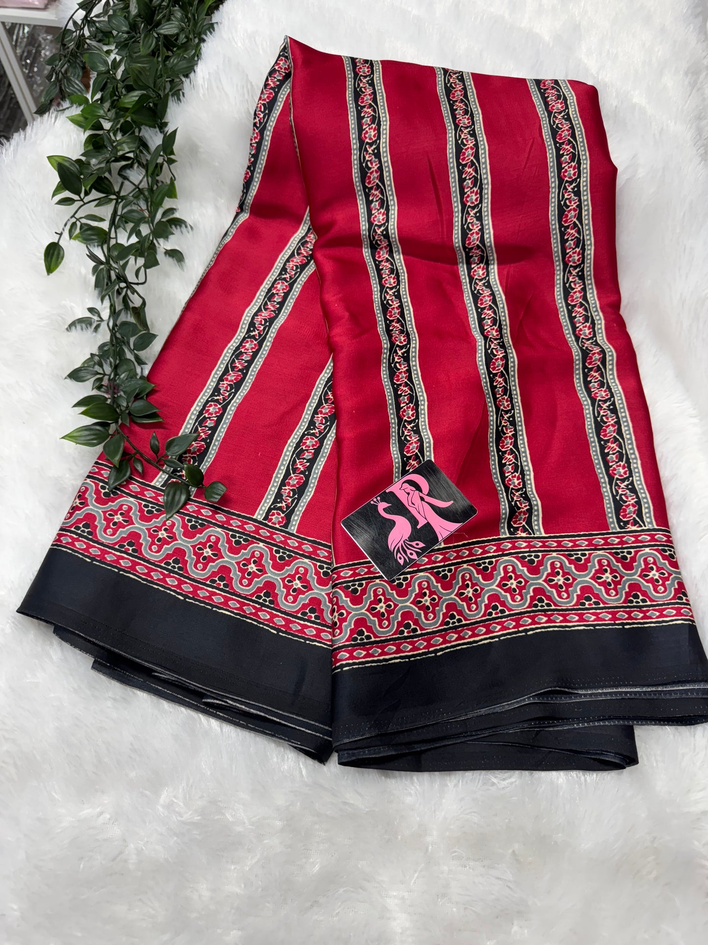 Modal silk Ajrakh sarees-SR1056A