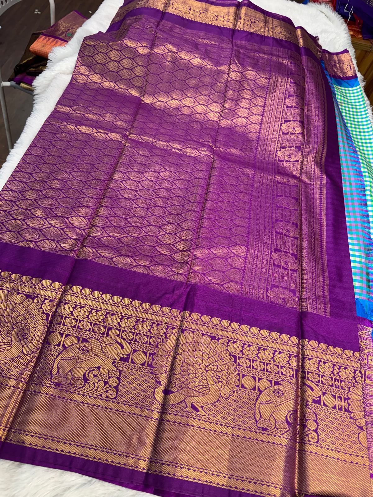 Soft Gadwal madras checks sarees-SR1329E