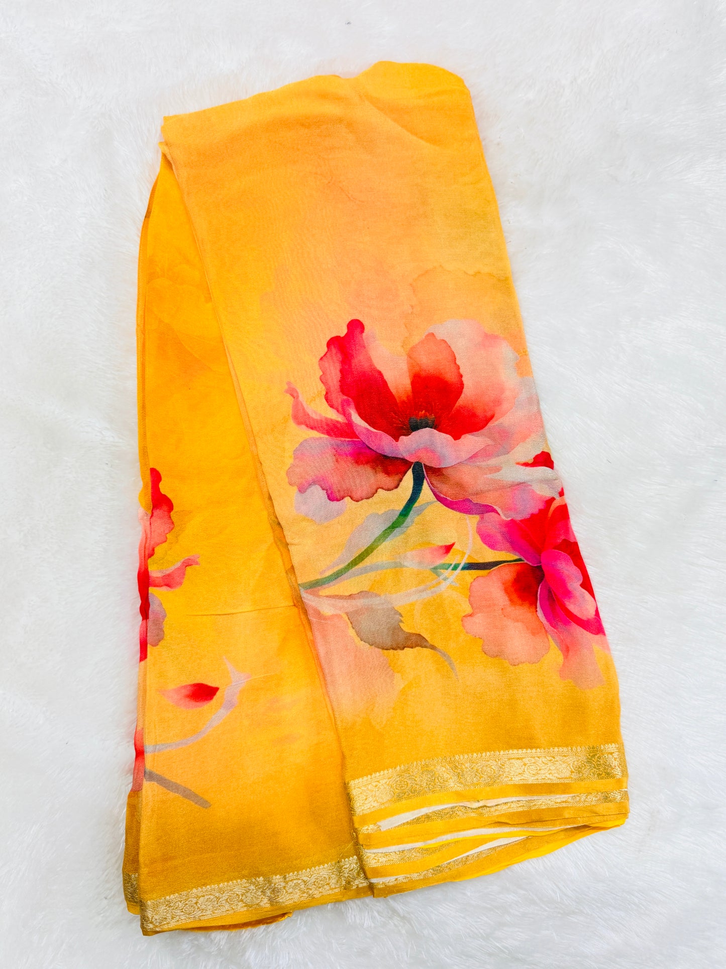 Pure chinnon digital print saree-SR1227G