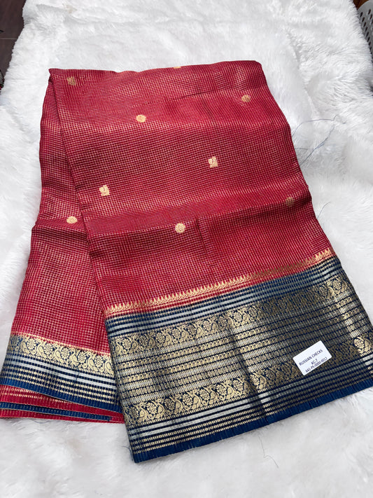 Russian checks vintage saree-SR1265L
