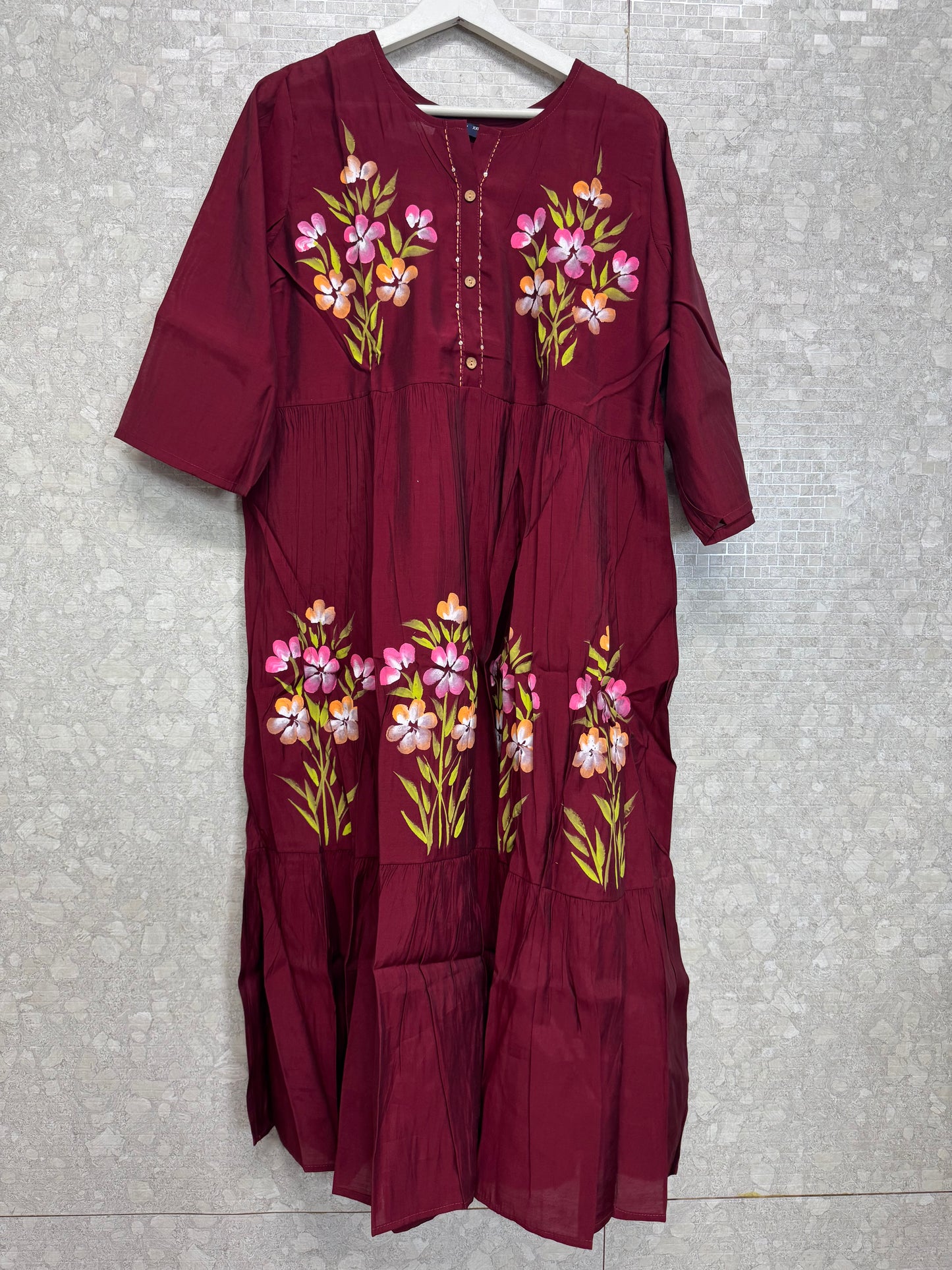 Roman silk brush paint frock-SRS061D
