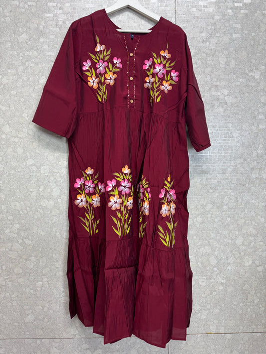 Roman silk brush paint frock-SRS061D