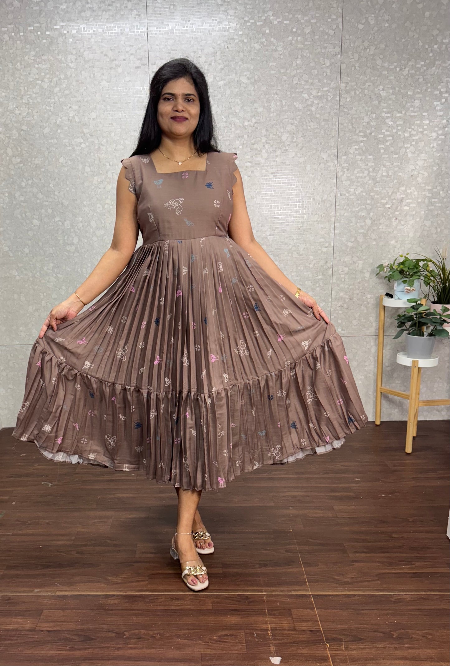 Chanderi frock-SRF1017A