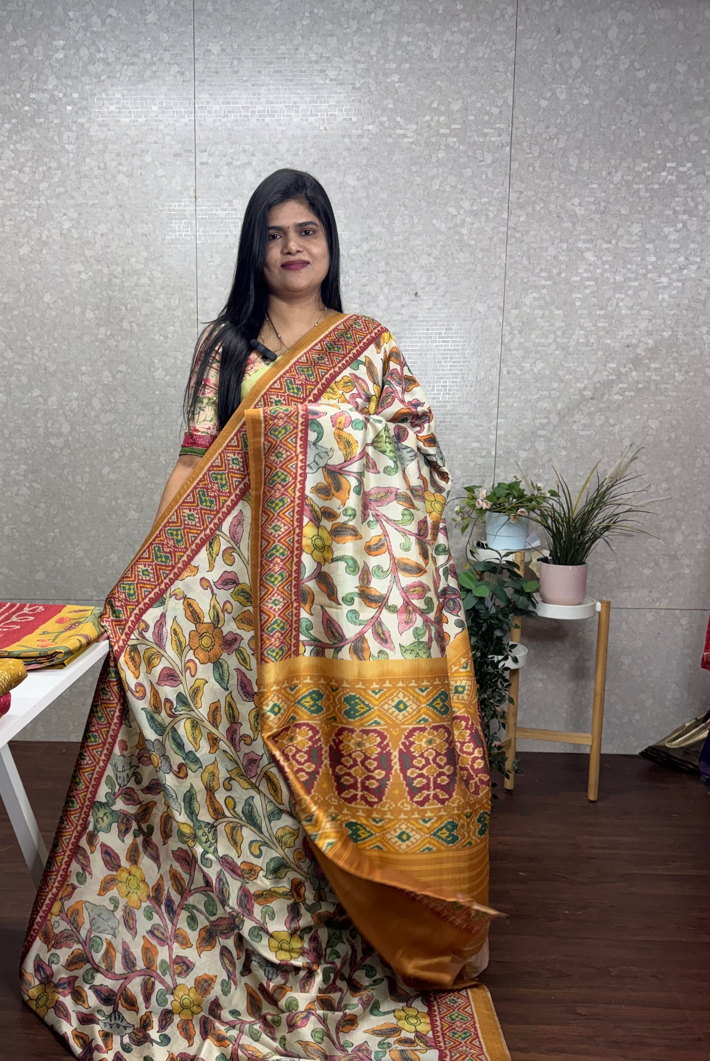 Tassar crepe silk Kalamkari-SR1180D