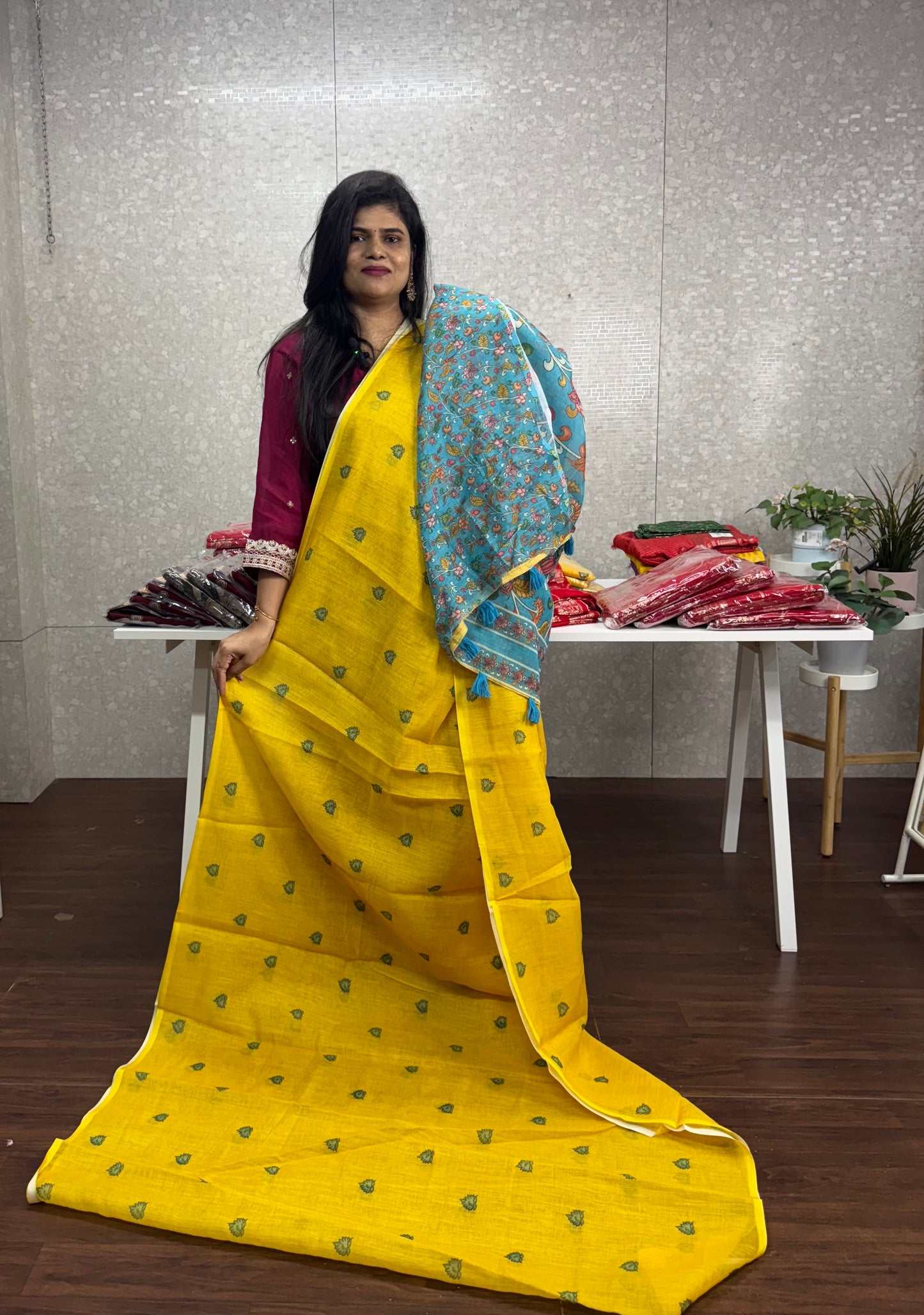 Linen Kalamkari saree-SR1146