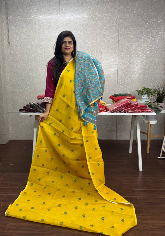 Linen Kalamkari saree-SR1146