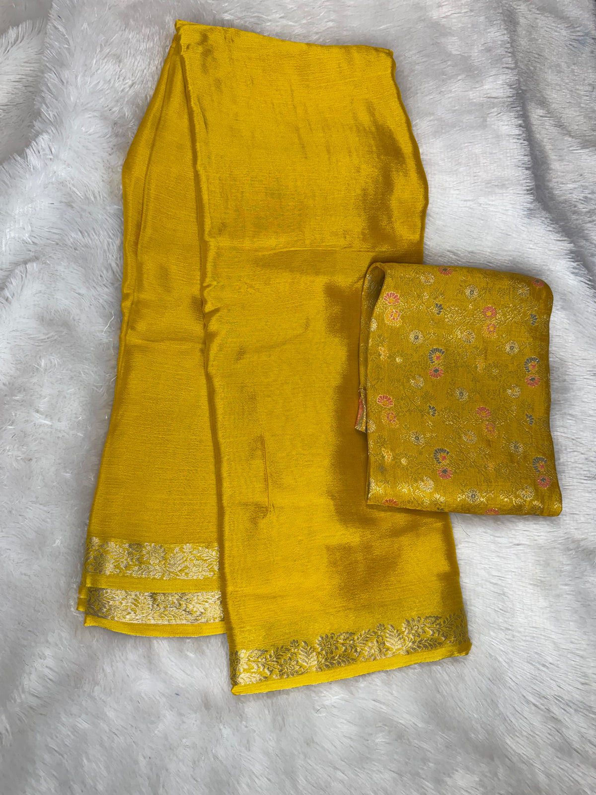 Pure chinnon saree Meena blouse -SR1306B