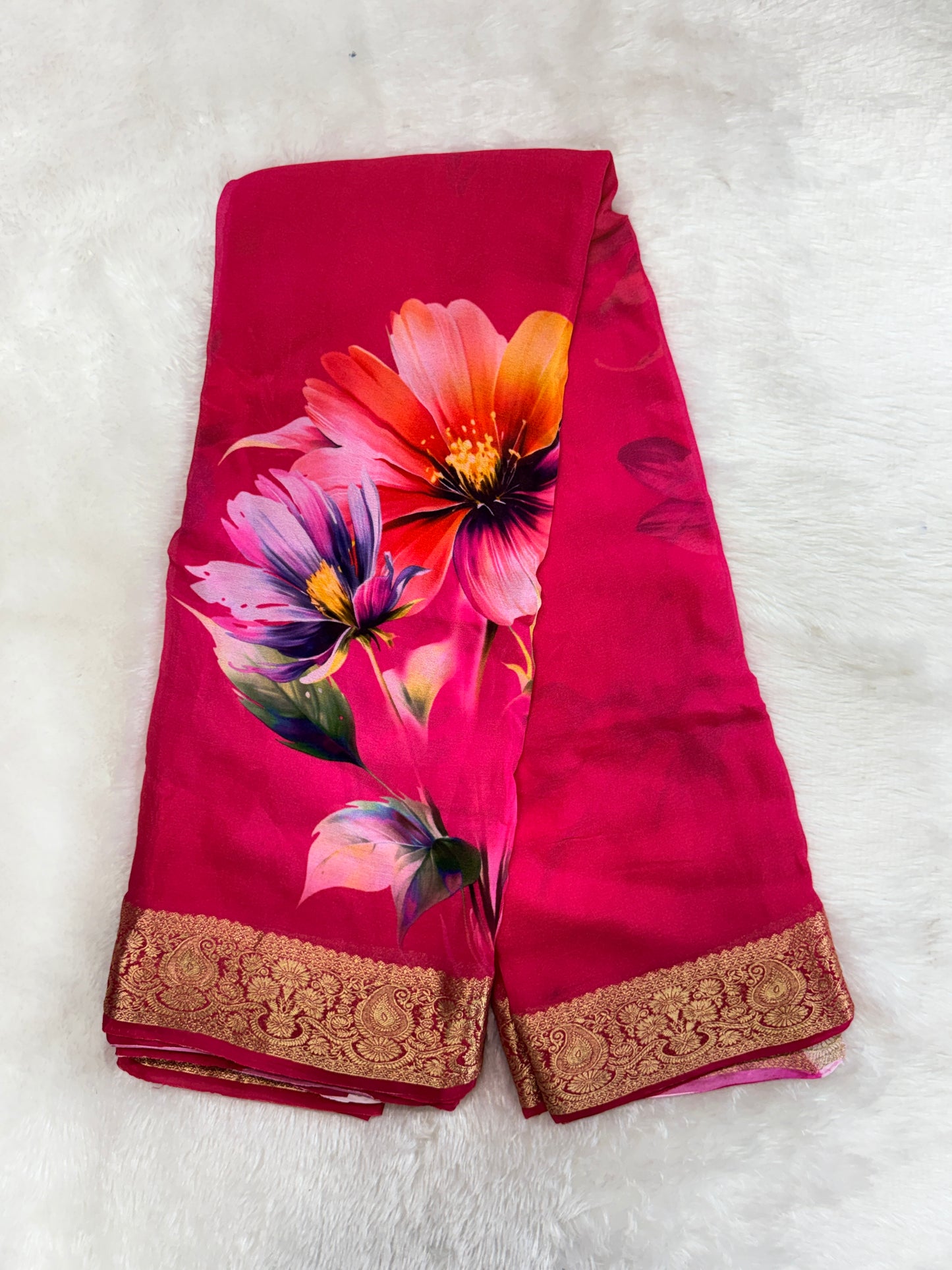 Pure chinnon digital print saree-SR1210E