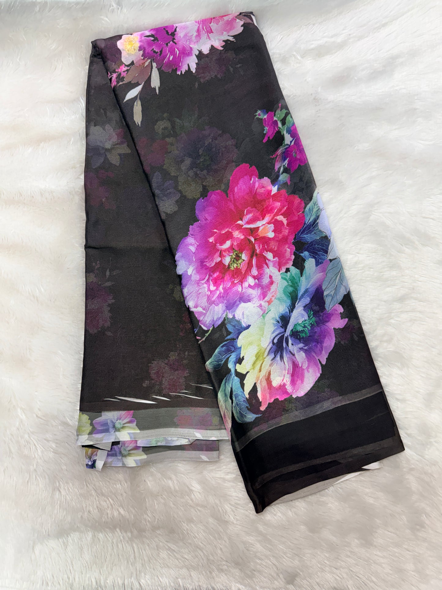 Soft chinnon digital print saree-SR1225N