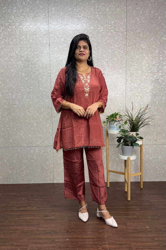 Pure crepe silk cord set-SRS020