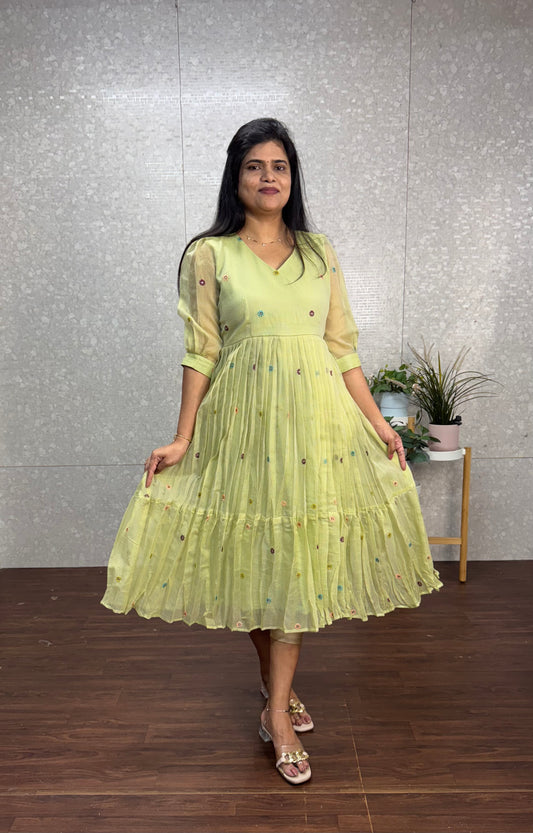 Kota embroidery frock-SRF1028A