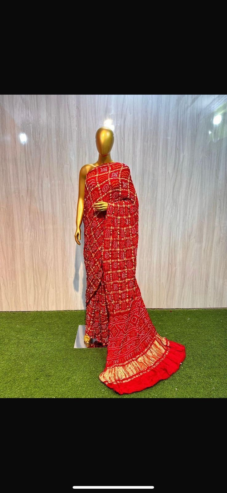 Gharchola checks bandhej saree-SR1308