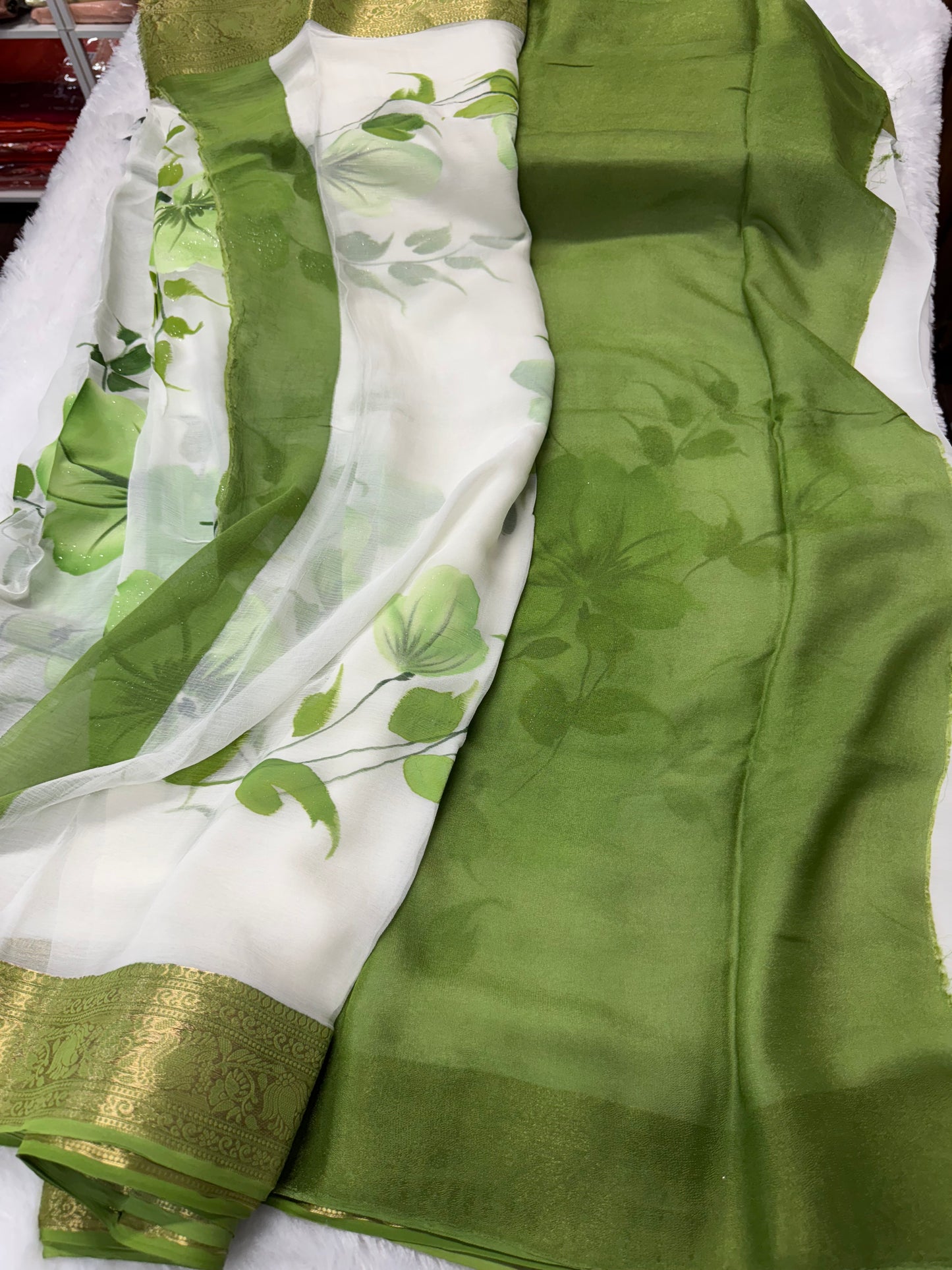 Pure chiffon handpaint saree-SR1015E