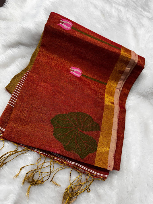 Linen tissue Jamdhani saree-SR1224B