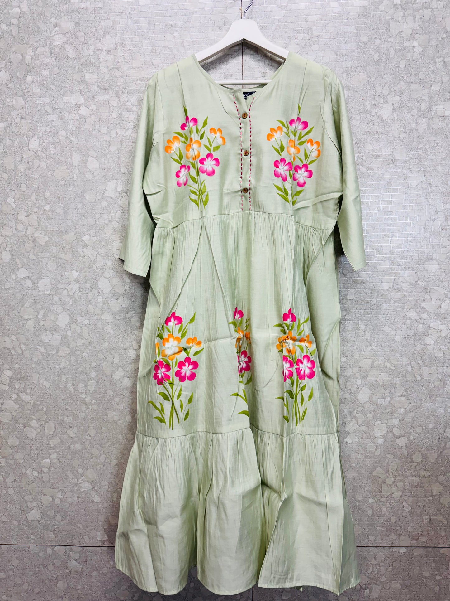 Roman silk brush paint frock-SRS061B