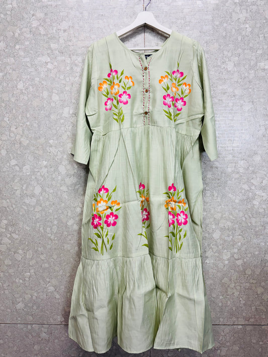 Roman silk brush paint frock-SRS061B