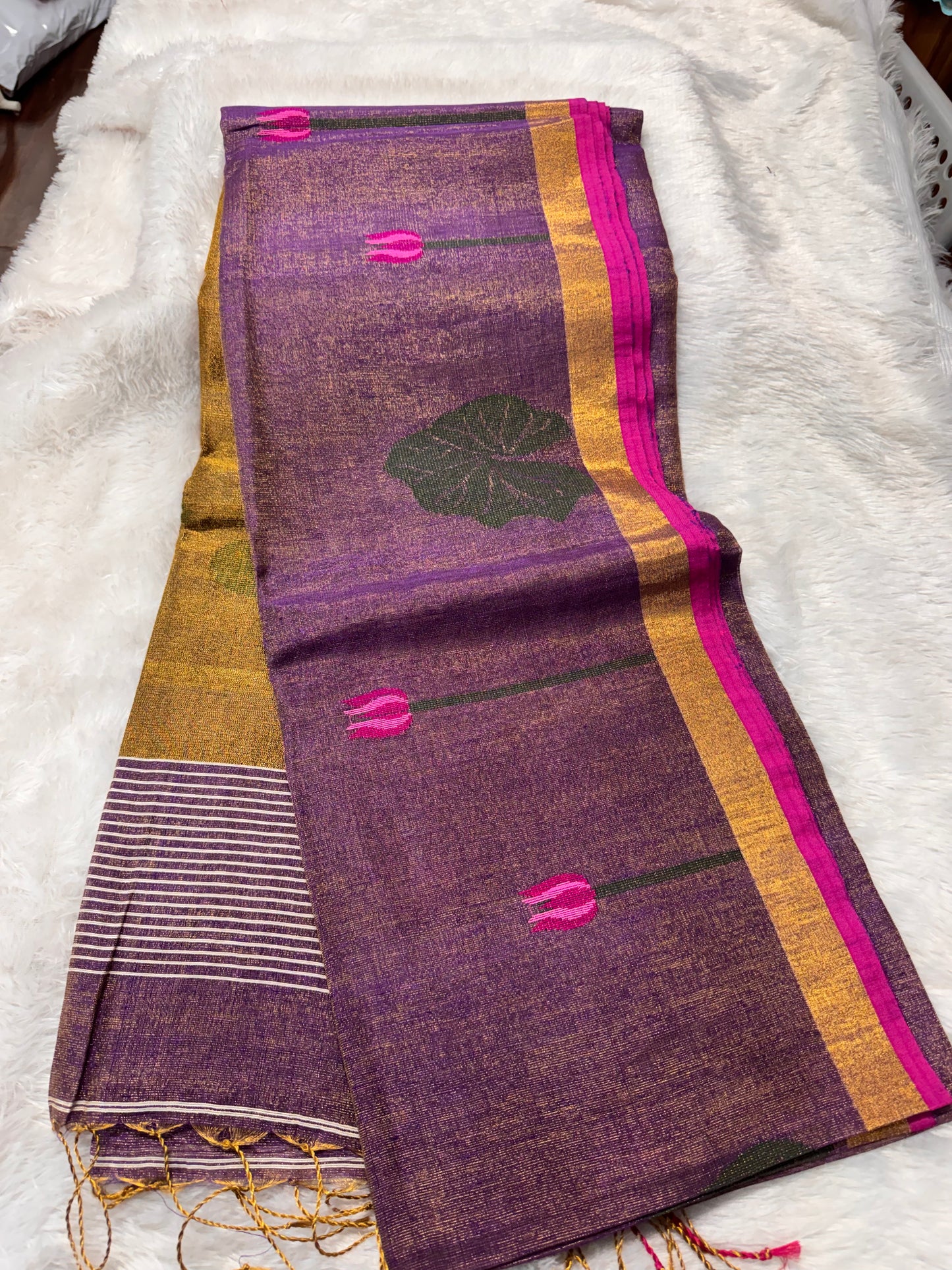 Linen tissue Jamdhani saree-SR1271F