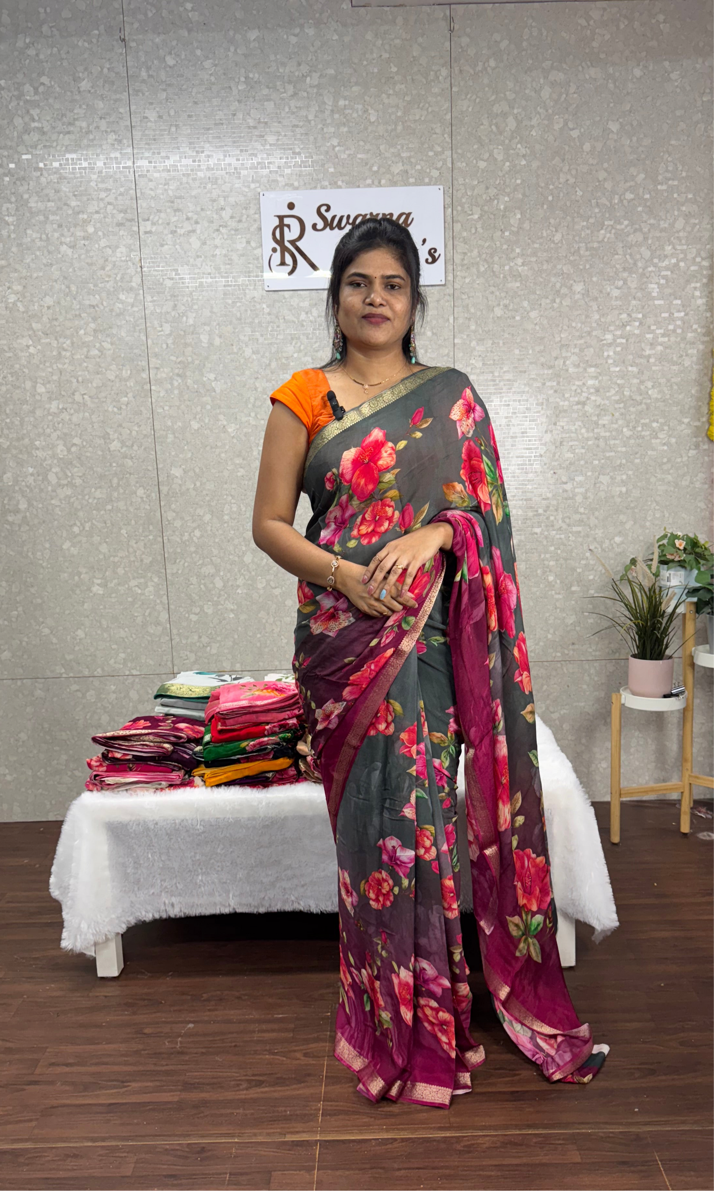 Pure Chinnon Floral Saree