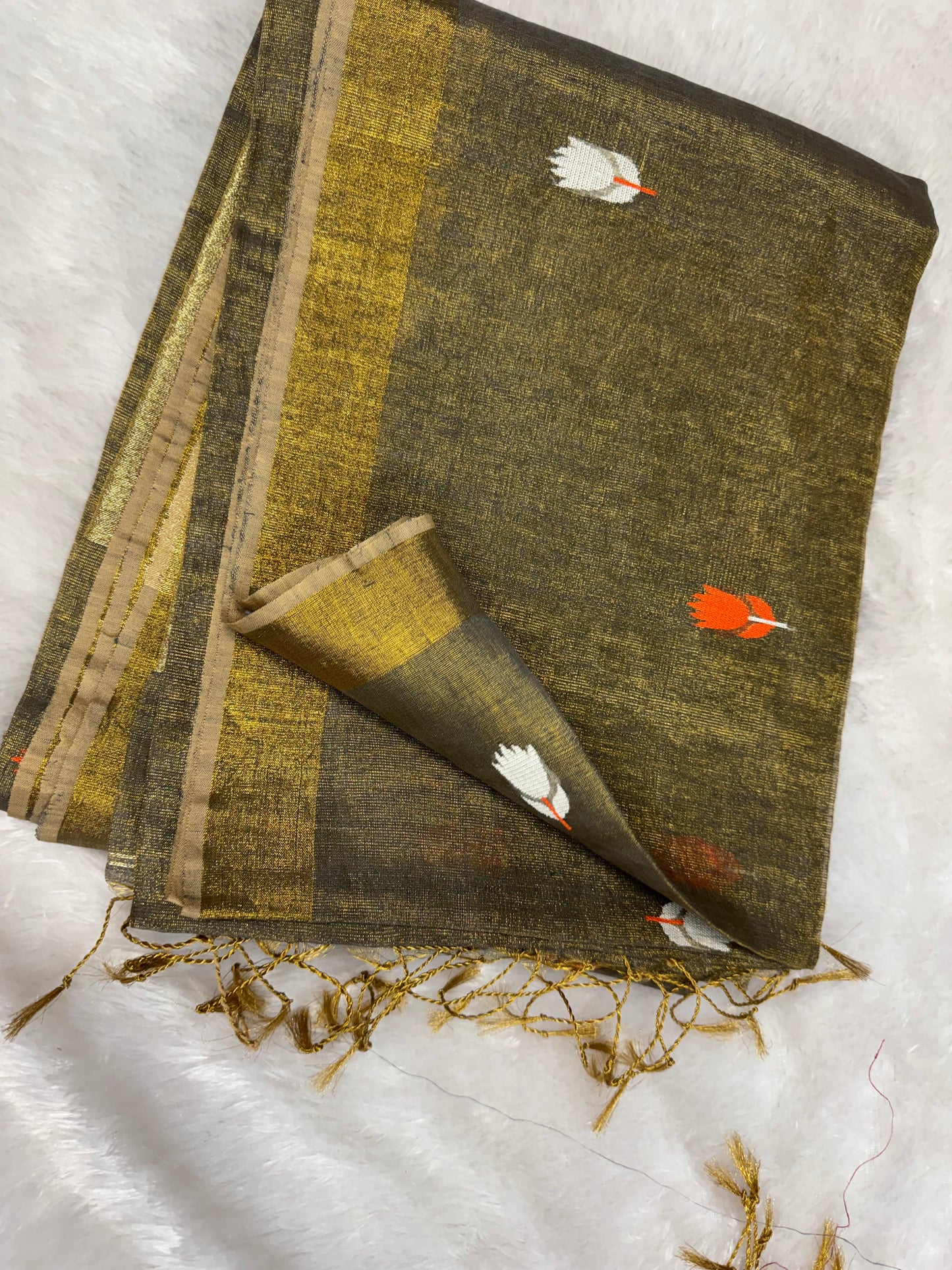 Linen tissue Jamdhani saree-SR1228B