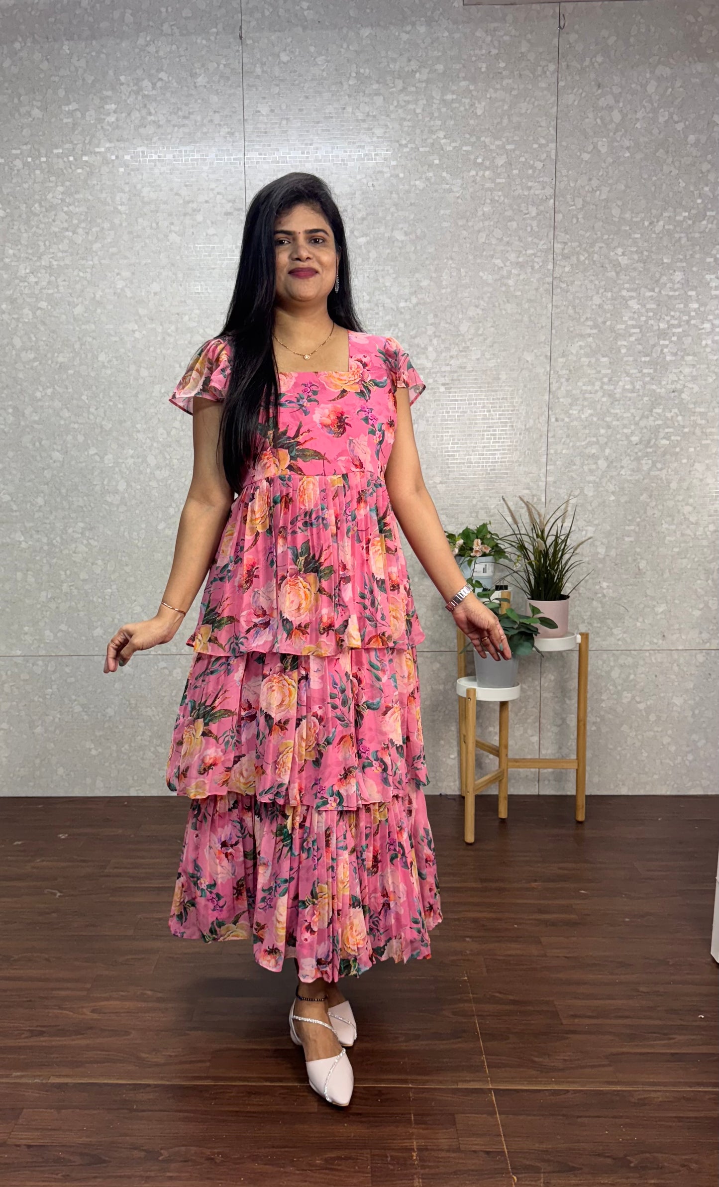 Georget printed frock -SRF1027H