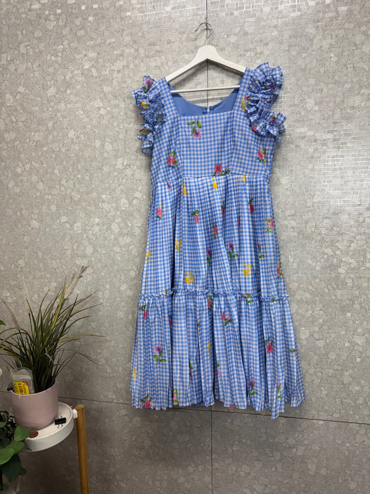 Chanderi checks frock -SRF1058D