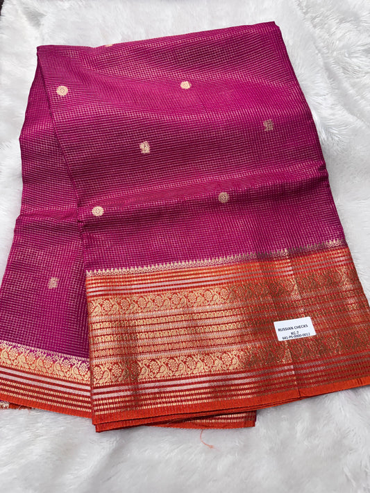 Russian Checks Vintage Saree-SR1265C
